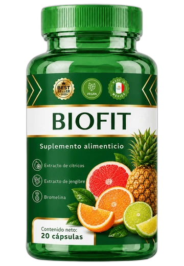 Frasco de Biofit de 20 cápsulas, suplemento alimenticio vegano